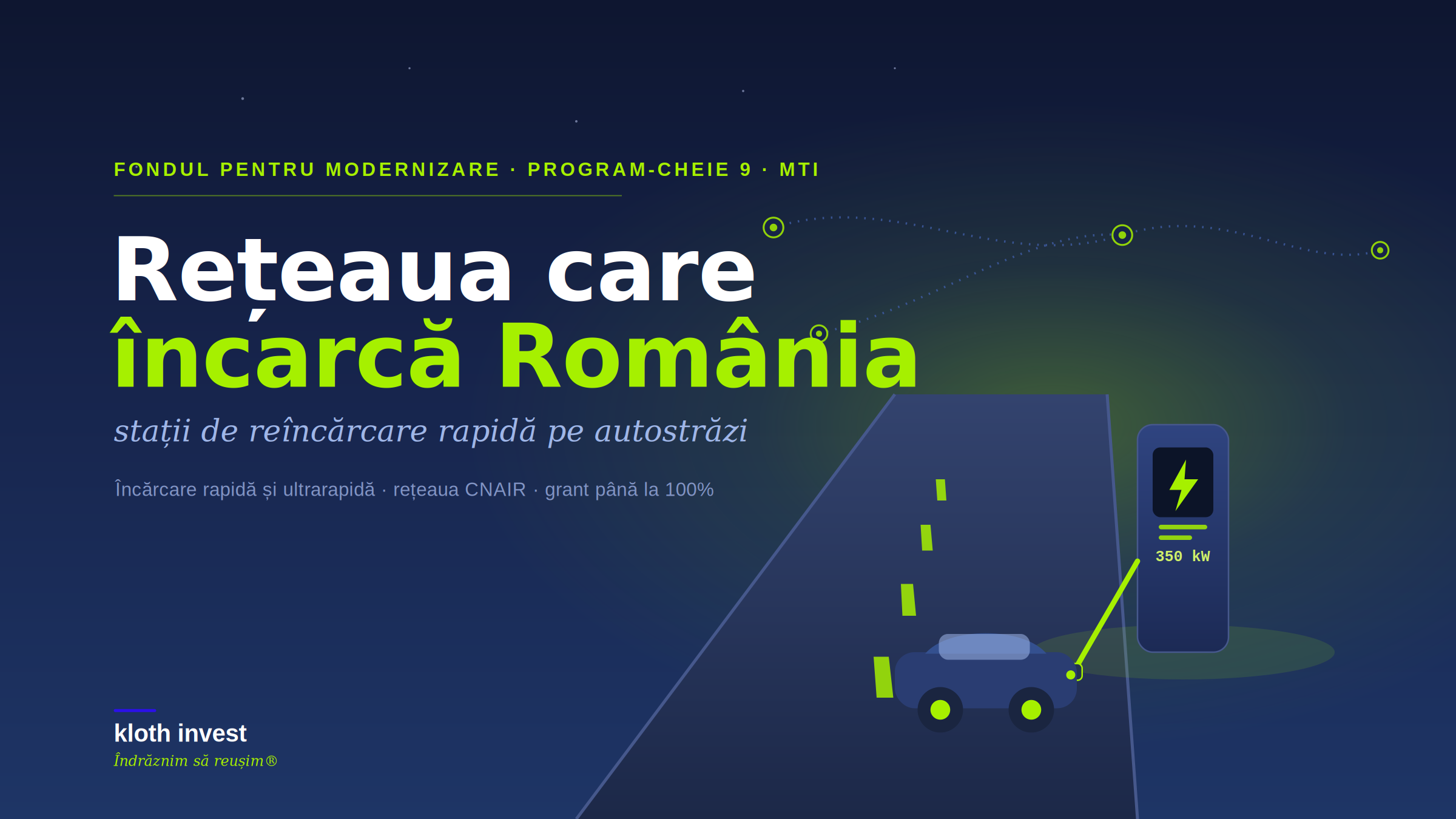 e-Mobility RO — stații de reîncărcare pe rețeaua națională de drumuri